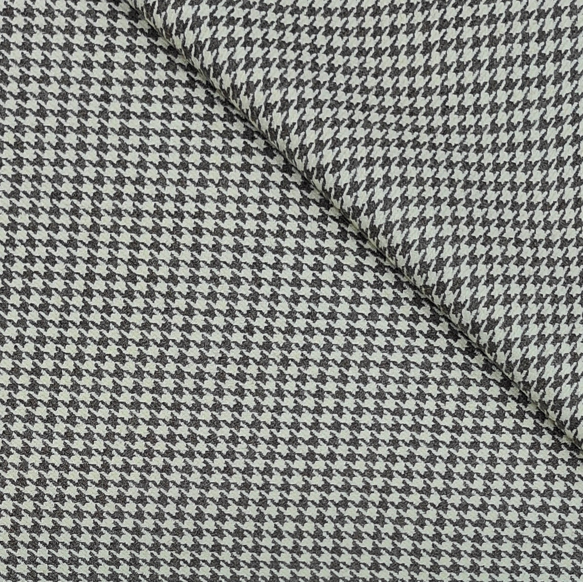 Tweed Blazer Fabric OCM Premium Wool Blended Houndstooth Check Colour Brown N Cream